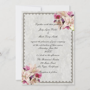 Invitaciones a la boda de mármol floral de Lirio B
