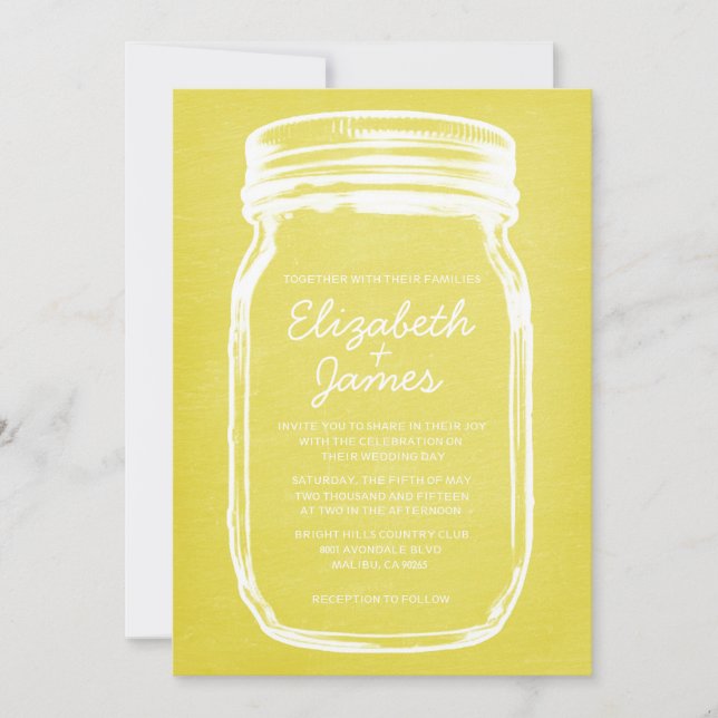 Invitaciones a la boda de mason jar con cosecha am (Anverso)