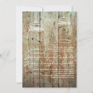 Invitaciones a la boda de Mason Jar Country Barn W