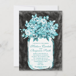 Invitaciones a la boda de Mason Jar Flowers Chalkb