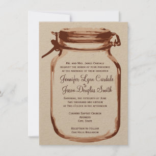 Invitaciones a la boda de Mason Jar, un país ruso