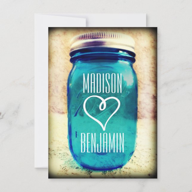 Invitaciones a la boda de Mason Jar, un país ruso  (Reverso)