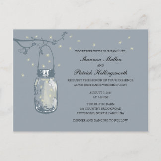 Invitaciones a la boda de Mason Jar y Fireflies