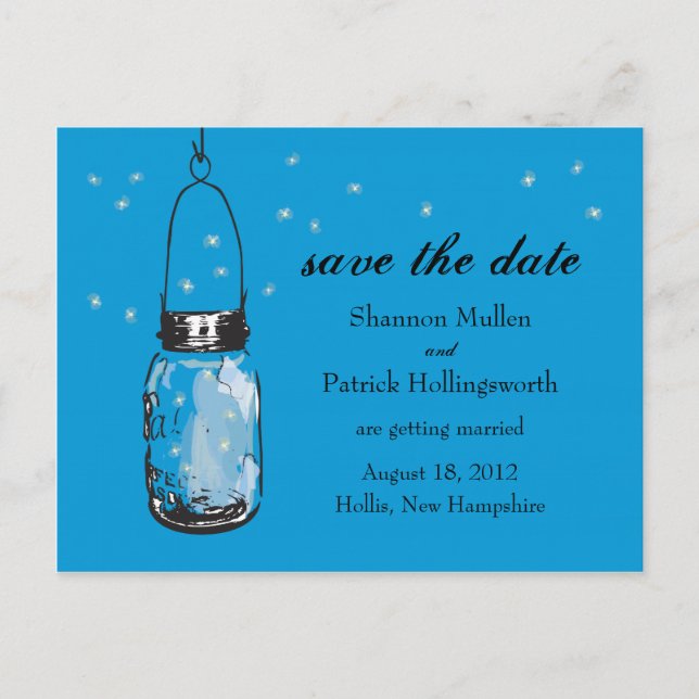 Invitaciones a la boda de Mason Jar y Fireflies (Anverso)