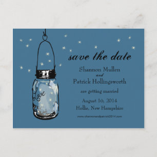 Invitaciones a la boda de Mason Jar y Fireflies