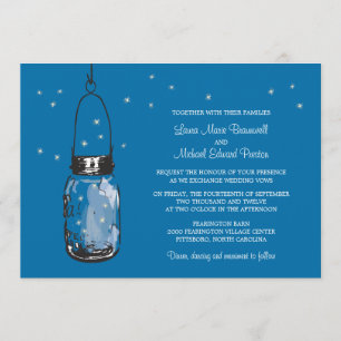 Invitaciones a la boda de Mason Jar y Fireflies