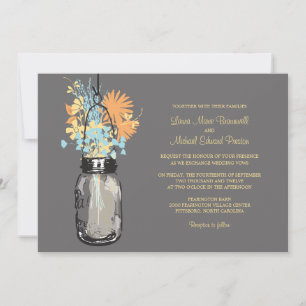 Invitaciones a la boda de Mason Jar y Wildflower