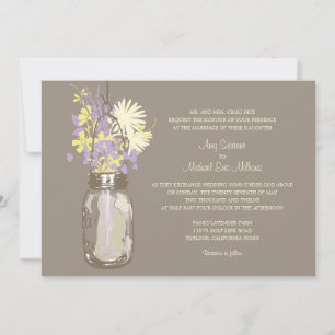 Invitaciones a la boda de Mason Jar y Wildflower