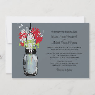 Invitaciones a la boda de Mason Jar y Wildflowers