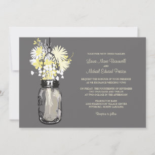 Invitaciones a la boda de Mason Jar y Wildflowers