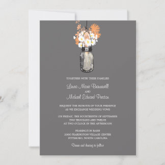 Invitaciones a la boda de Mason Jar y Wildflowers