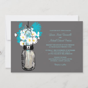Invitaciones a la boda de Mason Jar y Wildflowers