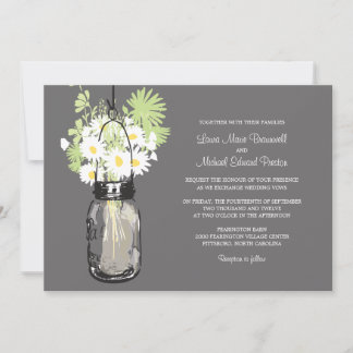 Invitaciones a la boda de Mason Jar y Wildflowers