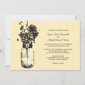 Invitaciones a la boda de Mason Jar y Wildflowers