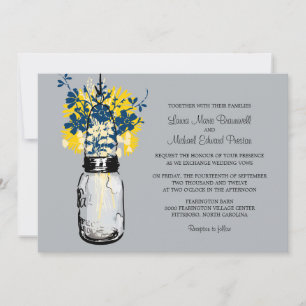 Invitaciones a la boda de Mason Jar y Wildflowers