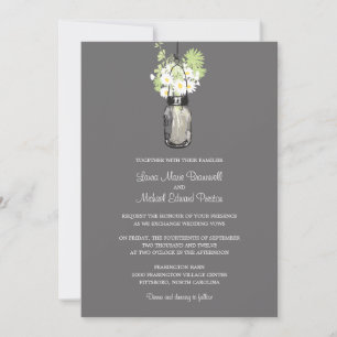 Invitaciones a la boda de Mason Jar y Wildflowers