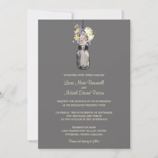 Invitaciones a la boda de Mason Jar y Wildflowers