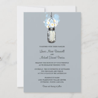 Invitaciones a la boda de Mason Jar y Wildflowers