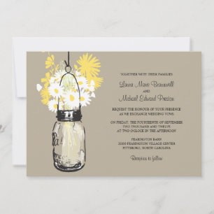 Invitaciones a la boda de Mason Jar y Wildflowers