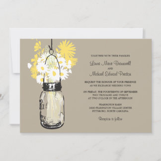Invitaciones a la boda de Mason Jar y Wildflowers