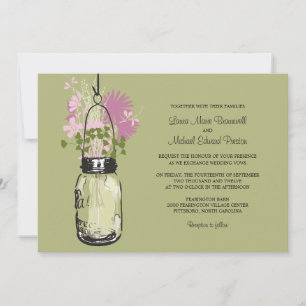 Invitaciones a la boda de Mason Jar y Wildflowers