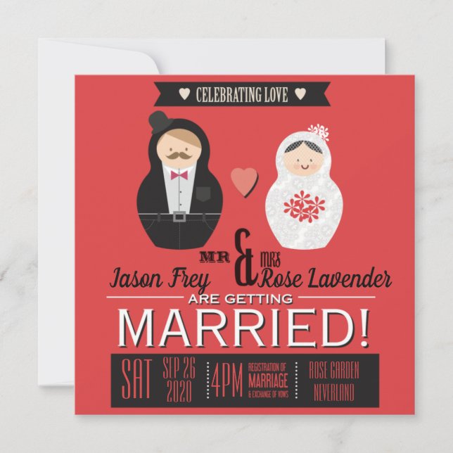Invitaciones a la boda de Matreshka (Anverso)