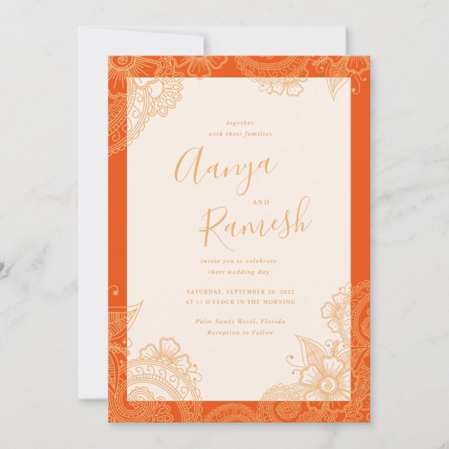 Invitaciones a la boda de Mehndi (Anverso)