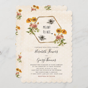 Invitaciones a la boda de miel de abeja floral