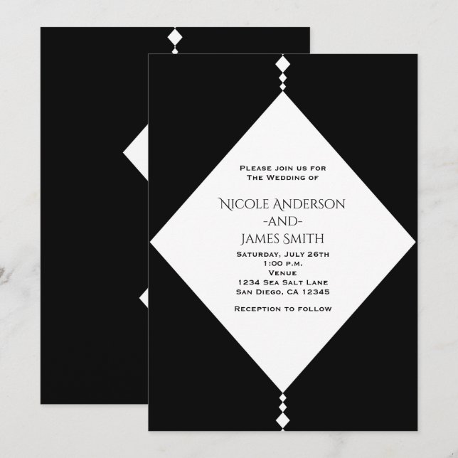 Invitaciones a la boda de Moda de diamantes blanco (Anverso / Reverso)