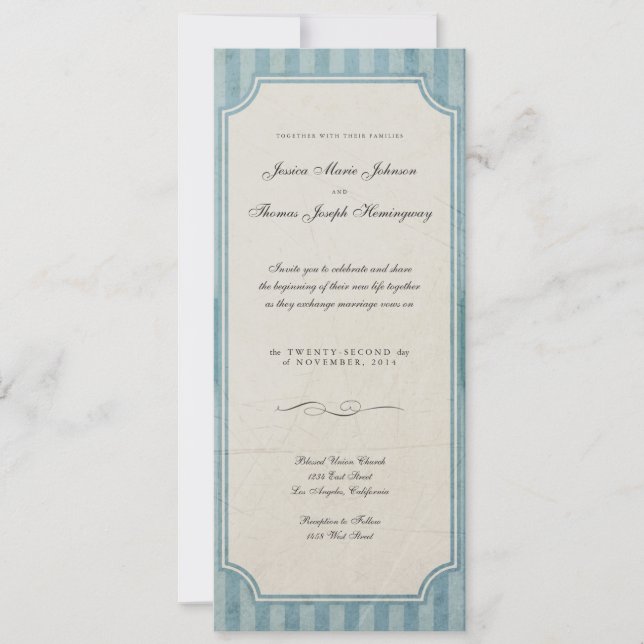 Invitaciones a la boda de monograma azul con encan (Anverso)