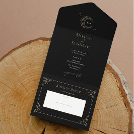 Invitaciones a la boda de monograma de Stardust