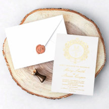 Invitaciones a la boda de monograma dorado