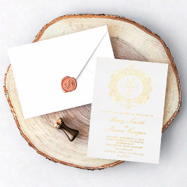 Invitaciones a la boda de monograma dorado