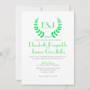 Invitaciones a la boda de monograma verde limón
