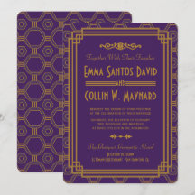 Invitaciones a la boda de morado Art Deco