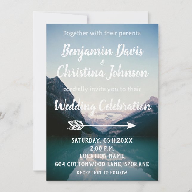 Invitaciones a la boda de Mountain Lake (Anverso)