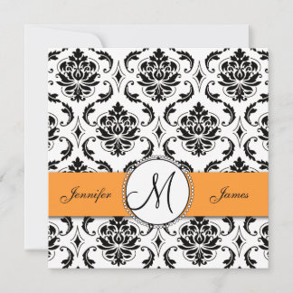 Invitaciones a la boda de Naranja de Damasco Negro