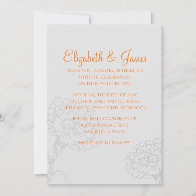 Invitaciones a la boda de Naranjas modernos person (Anverso)