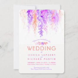 Invitaciones a la boda de naranjas púrpura de la v