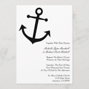 Invitaciones a la boda de náutica (negro)