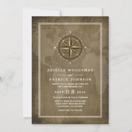 Invitaciones a la boda de nautical Compass Vintage