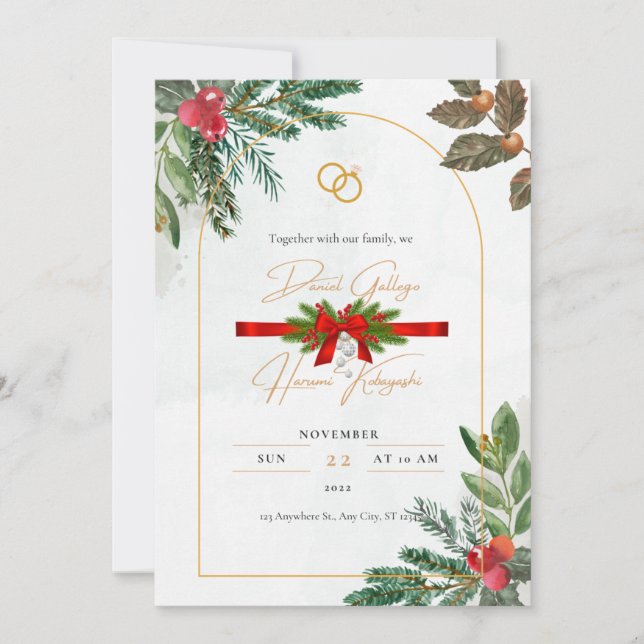 Invitaciones a la boda de Navidades de Invierno Re (Anverso)