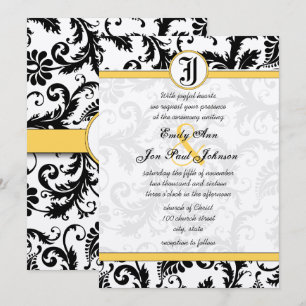 Invitaciones a la boda de negras y damascos amaril