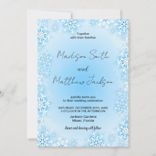 Invitaciones a la Boda de Nieve Azul de Invierno