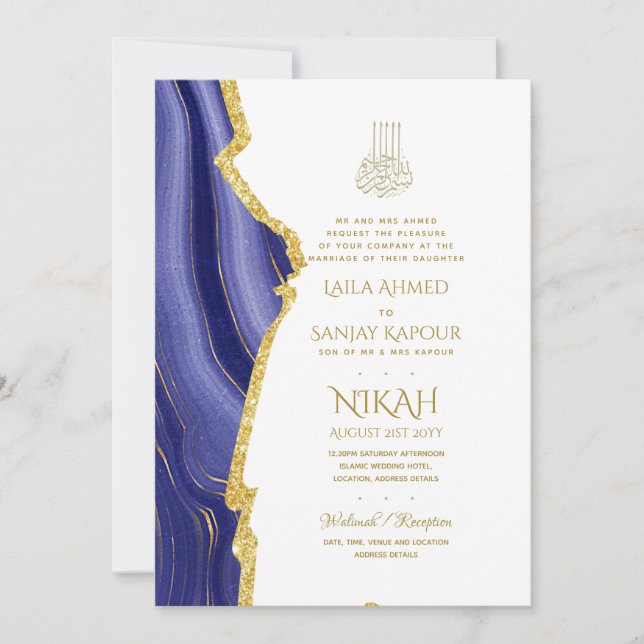 Invitaciones a la boda de Nikah - Agate Gold Islam (Anverso)