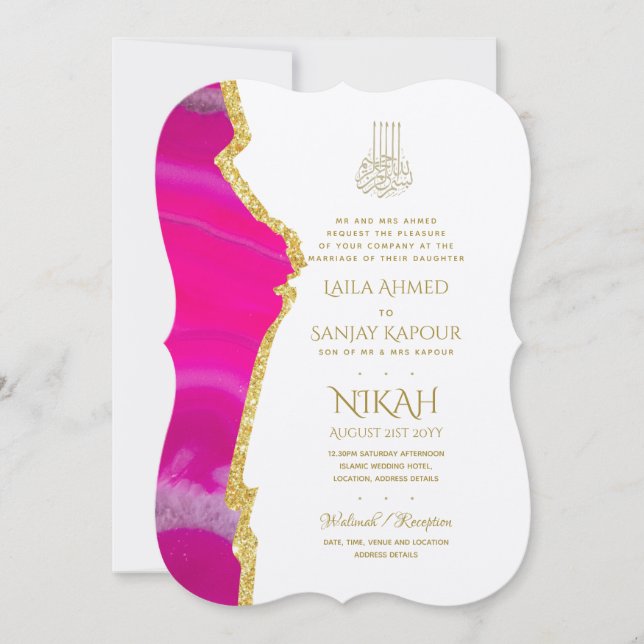 Invitaciones a la boda de Nikah - Agate Gold Islam (Anverso)