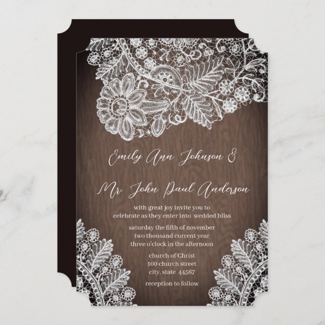 Invitaciones a la boda de novios en el campo rústi (Anverso / Reverso)