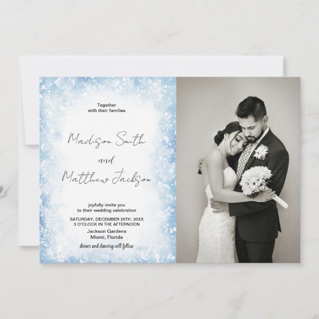 Invitaciones a la boda de nubes azules con fotos (Anverso)