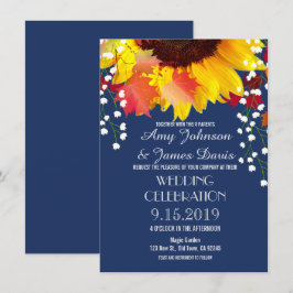 Invitaciones a la boda de nubes de girasol ruso az