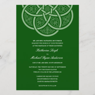 Invitaciones a la boda de nudo celta verde oscuro